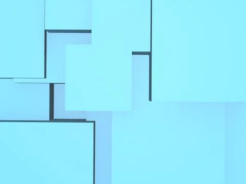 3d render Abstract 3d background with different Boxes seen from above Stock Illustration