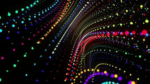 3d render. Abstract 3d background with glowing particles lined up in a row along Stock Illustration
