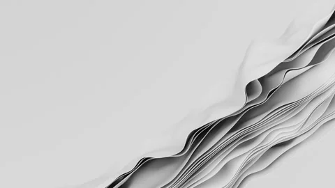 3D render of abstract animation of beautiful white ribbons with soft surfaces Stock Footage 288395923