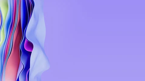 3D render of abstract animation of beautiful colorful soft surfaces ribbons Stock Footage 291164139