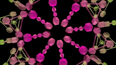 3d render abstract animation Expanding Circles Video symmetrical multicolor poly Stock Footage 302988669