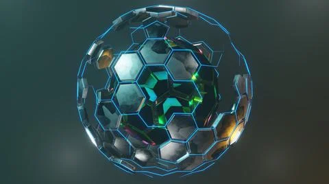 3d render of abstract art piece sculpture in spherical shape Stock Illustration