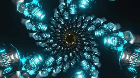 3d render Abstract art of surreal halloween composition with metal aluminium  Stock Illustration