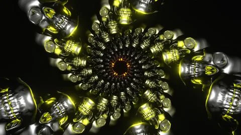 3d render Abstract art of surreal halloween composition with metal aluminium  Stock Illustration