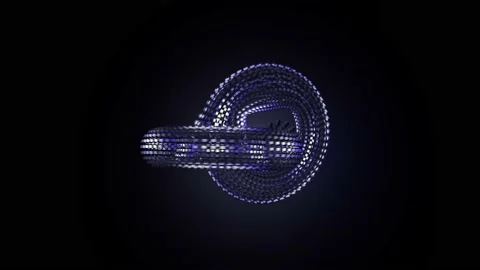 3D render of abstract art where two 3D mechanical objects that shimmer in blue Stock Footage 212902339