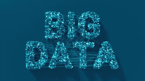 3d render abstract background with Big Data title made of spheres that connec Stock Illustration