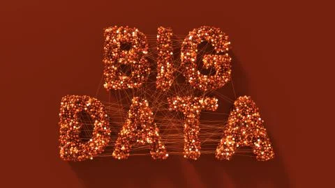 3d render abstract background with Big Data title made of spheres that connec Stock Illustration