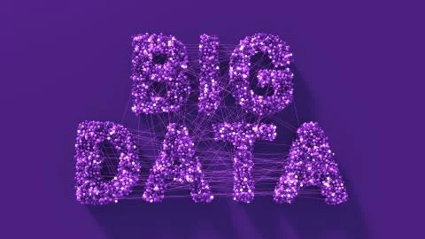 3d render abstract background with Big Data title made of spheres that connec Stock Illustration