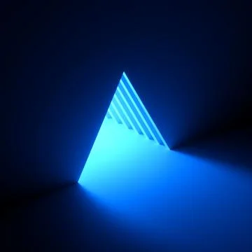 3d render, abstract background, blue neon light going out of the hole Stock Illustration