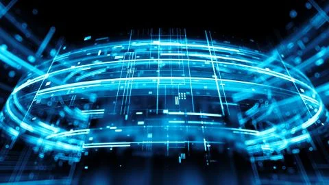 3d render abstract background with bright digital patterns. Complex detailed  Illustrazione stock