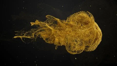 3d render abstract background with complex particle simulation. Twirl, curl a Stock Illustration