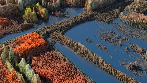 3d render abstract background with complex structure made of array of vertica Stock Illustration