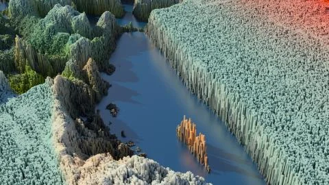 3d render abstract background with complex structure made of array of vertica 스톡 일러스트