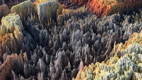 3d render abstract background with complex structure made of array of vertica Stock Illustration