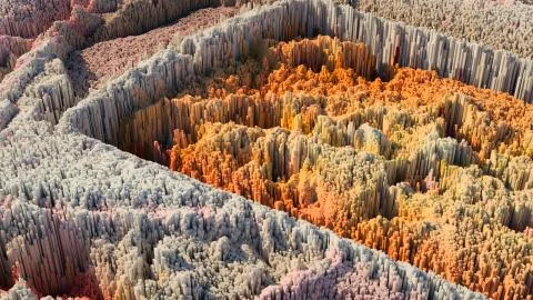 3d render abstract background with complex structure made of array of vertica 스톡 일러스트