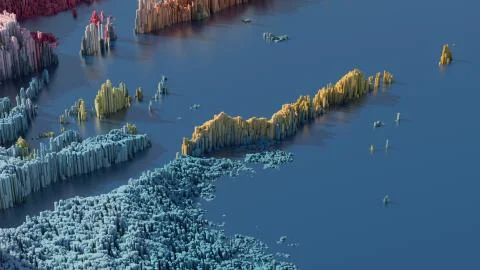 3d render abstract background with complex structure made of array of vertica Stock Illustration