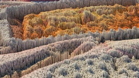 3d render abstract background with complex structure made of array of vertica Stock Illustration