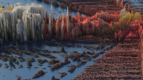 3d render abstract background with complex structure made of array of vertica Stock Illustration