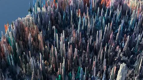 3d render abstract background with complex structure made of array of vertica Stock Illustration