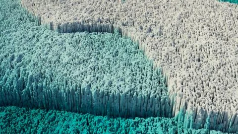 3d render abstract background with complex structure made of array of vertica Stock Illustration