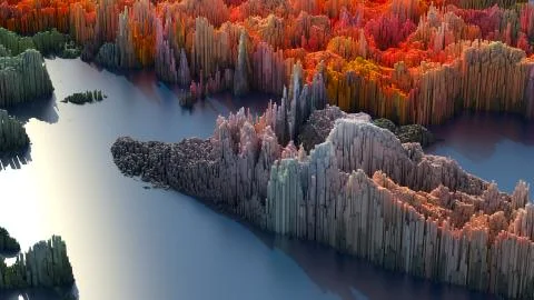 3d render abstract background with complex structure made of array of vertica Stock Illustration