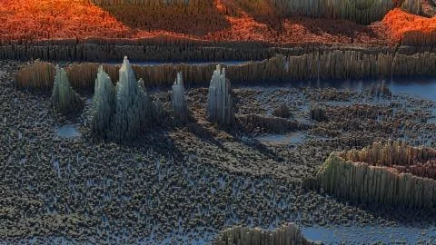 3d render abstract background with complex structure made of array of vertica Stock Illustration