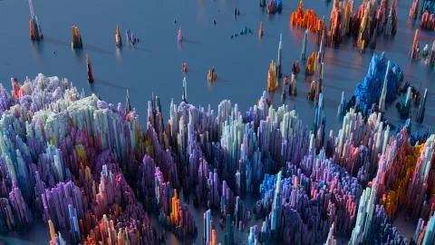 3d render abstract background with complex structure made of array of vertica 스톡 일러스트