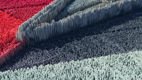 3d render abstract background with complex structure made of array of vertica Stock Illustration