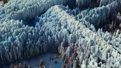 3d render abstract background with complex structure made of array of vertica 스톡 일러스트