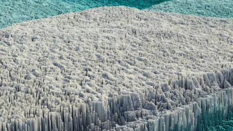 3d render abstract background with complex structure made of array of vertica Stock Illustration