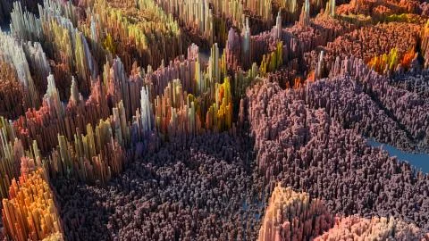 3d render abstract background with complex structure made of array of vertica 스톡 일러스트