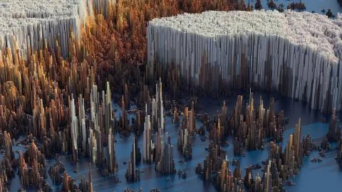 3d render abstract background with complex structure made of array of vertica 스톡 일러스트