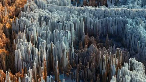 3d render abstract background with complex structure made of array of vertica 스톡 일러스트