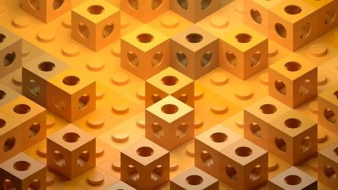 3d render of abstract background with cubes. Simple square shapes with round  Stock Illustration