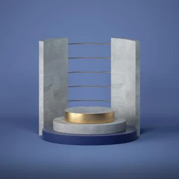 3d render abstract background. Cylinder podium steps, vacant pedestal Illustrazione stock