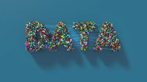 3d render abstract background with Data title made of spheres that connected  Stock Illustration