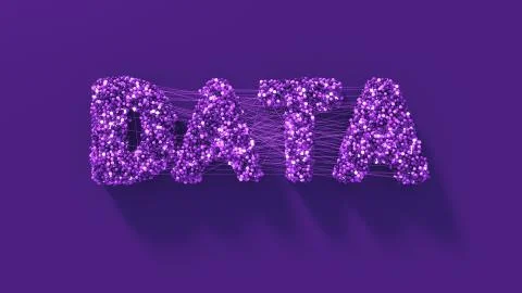 3d render abstract background with Data title made of spheres that connected  Stock Illustration