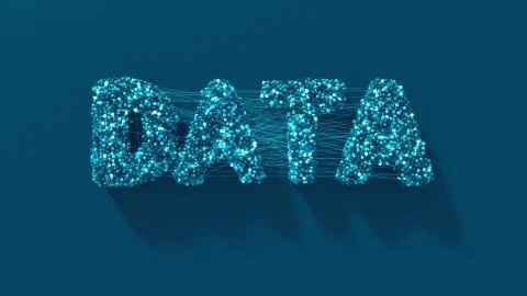 3d render abstract background with Data title made of spheres that connected  Stock Illustration