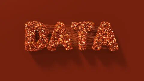 3d render abstract background with Data title made of spheres that connected  Stock Illustration