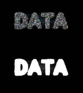 3d render abstract background with Data title made of spheres that connected  Stock Illustration