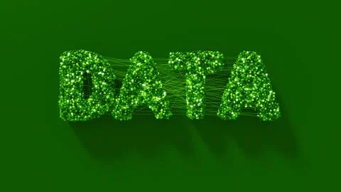 3d render abstract background with Data title made of spheres that connected  Stock Illustration