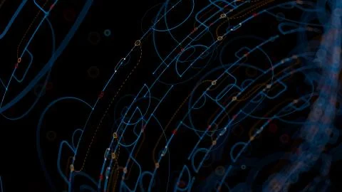 3d render abstract background. Detailed lines in 3d space with depth of field Illustrazione stock