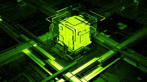 3d render abstract background. Digital computation processor concept. Artific Stock Illustration