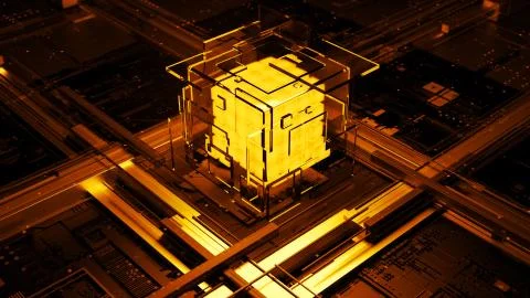 3d render abstract background. Digital computation processor concept. Artific Stock Illustration