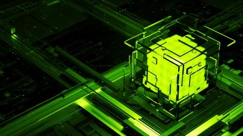 3d render abstract background. Digital computation processor concept. Artific Stock Illustration