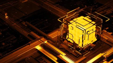 3d render abstract background. Digital computation processor concept. Artific Stock Illustration