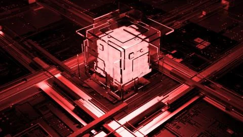 3d render abstract background. Digital computation processor concept. Artific Stock Illustration