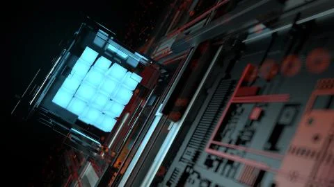 3d render abstract background. Digital computation processor concept. Artific Stock Illustration