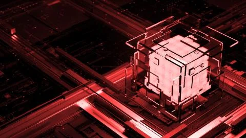 3d render abstract background. Digital computation processor concept. Artific Stock Illustration