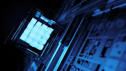 3d render abstract background. Digital computation processor concept. Artific Stock Illustration